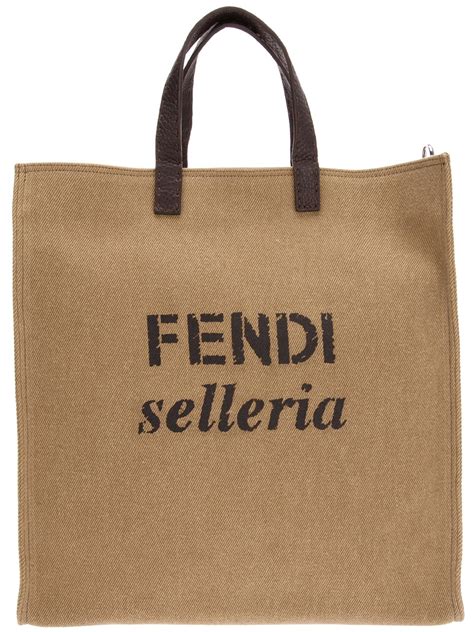 shopper selleria fendi tote canvas